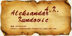 Aleksandar Kundović vizit kartica